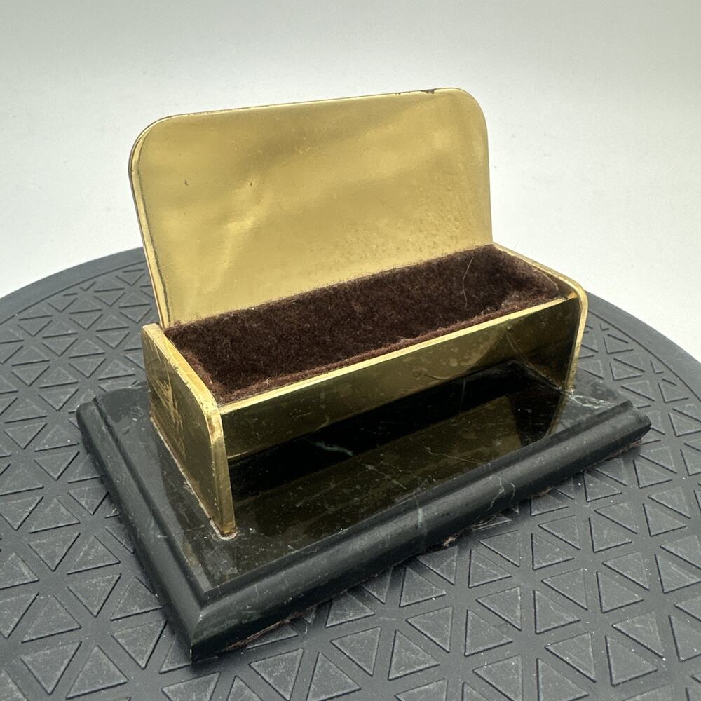 Vintage Brass Marble Business Card Holder